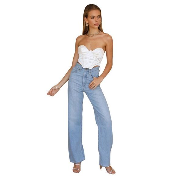 NWT Hello Molly Cream Ivory Satin Corset Crop Top Bustier - Picture 7 of 7